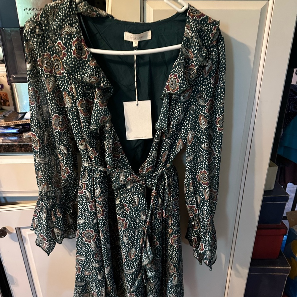 Floral Green Wrap Dress